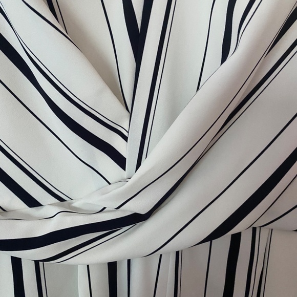 Le Chateau dressy jumpsuit, size M in white with blue stripes - Picture 5 of 6